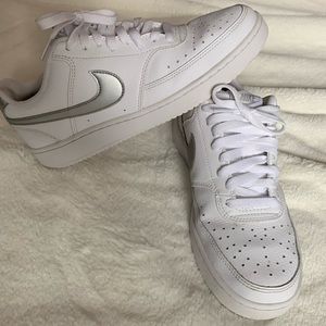 White and grey Nike court vision sneakers